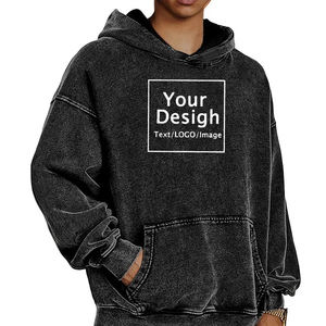 80% Algodón, 20% poliéster sudaderas con capucha personalizada Unisex sudaderas con capucha clásicas Vintage lavado logotipo personalizado serigrafiado Sudadera con capucha - Product Image 3