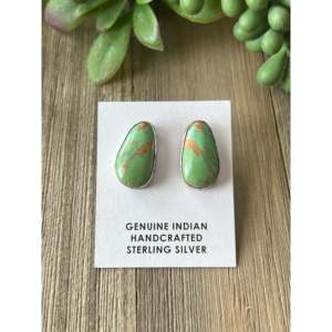 Elouise Kee Kingman Turquoise Water Drop <b>Stud</b> <b>Earrings</b> Sterling <b>Silver</b> Bezel <b>Set</b> - Product Image 1