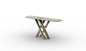 Mesa Consola de Cerámica Moderna y Lujosa con Patas Metálicas en Forma de X para Sala de Estar, Entrada o Pasillo - Product Image 3