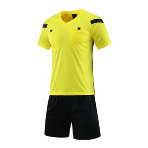 Ensemble de football unisexe en gros, maillot de football jaune et noir personnalisé, maillots de football à manches courtes vierges, découpe automatisée - Product Image 1