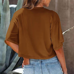 Camiseta corta con logotipo personalizado del fabricante al por mayor, camiseta con logotipo personalizado, ropa de verano, Camiseta corta para mujer - Product Image 2