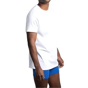 100% algodón pesado camiseta verano color sólido 230 G hombres blanco casual todo-fósforo cuello redondo otoño hombro manga corta - Product Image 4