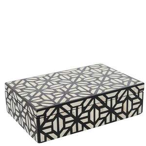 Boîte à bijoux en bois sculpté carrée avec incrustation d'os de corne pour la décoration de la maison de luxe, cadeau élégant, rangement artisanal - Product Image 6