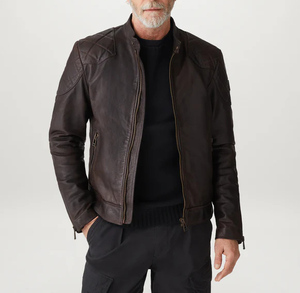 OEM tùy chỉnh tinh khiết da bò da puffer Áo khoác cho nam giới giá tốt nhất bán buôn thời trang nâu phong cách made <span class=keywords><strong>in</strong></span> Pakistan - Product Image 2