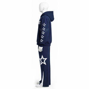 Custom Half Zip Up Hoodie Flared Sweatpants Set Suit Heavyweight 500 Gsm Tracksuit Men - Product Image 3
