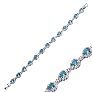 Pera gota corte aguamarina CZ piedra delicada venta al por mayor hecho a mano turco 925 pulsera de tenis de plata esterlina - Product Image 1