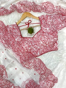 Sari de seda Zimmy Choo suave puro y atractivo de moda de excelente calidad con trabajo de bordado exportador mundial a la venta - Product Image 3