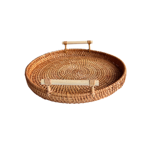 <b>White</b> Rattan <b>Round</b> Tray Color Customize Vintage Home Decor 1 Made Vietnam Cenvinex RT01 Customized Packaging OEM Available - Product Image 5