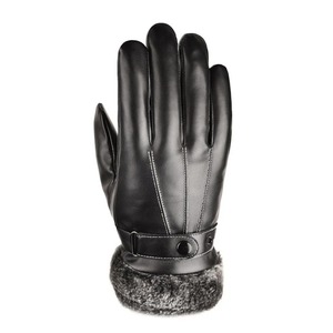 Gants d'hiver pour moto en cuir de mouton imperméable compatibles avec les écrans tactiles Doublure douce coupe-vent - Product Image 3