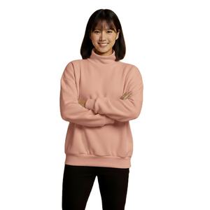 เสื้อสเวตเชิ้ตแขนยาวทรงโอเวอร์ไซส์ผ้าฟลีซหนานุ่มพิมพ์ลายคอเต่า สปอร์ตแวร์ผ้าฝ้ายสำหรับผู้หญิง รับผลิตแบบ OEM พร้อมสกรีนโลโก้ตามสั่ง - Product Image 1