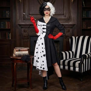 Costume de Cruella De Vil sexy pour cosplay, idéal pour Halloween, Noël, anniversaires, soirées à thème anime, TV, animaux - Product Image 3