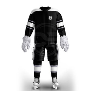 Conception personnalisée 100% polyester vêtements de hockey sur glace taille réglable uniforme ensemble avec nom de l'équipe imprimer confortable et Stock disponible - Product Image 1