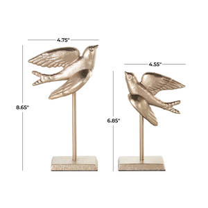 Venta caliente escultura de pájaros de Metal decorativa alta demanda decoración del hogar y decoración de Navidad uso juego de pájaros de aluminio chapado en oro - Product Image 4