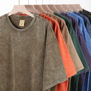 Camiseta Oversize de Algodón con Lavado Ácido para Hombre, Estilo Retro Vintage, Lavado Desgastado, Ajuste Holgado, Urbana, Venta al por Mayor - Product Image 1