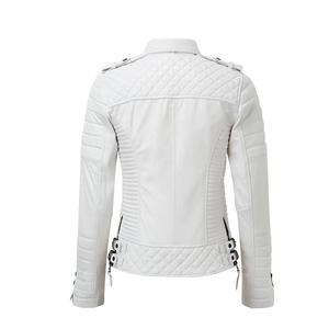 Blouson de moto en cuir véritable respirant pour femme, personnalisable, grande taille, hiver, à capuche, fermeture éclair, coton, design tendance, logo - Product Image 3