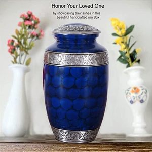 แกะสลักอลูมิเนียมCremation Urnสําหรับเถ้ามนุษย์ผู้ใหญ่ชายหญิงสัตว์เลี้ยงแมวสุนัขUrnขนาดใหญ่ฝังศพUrnsสําหรับเถ้า (สีฟ้า) - Product Image 5