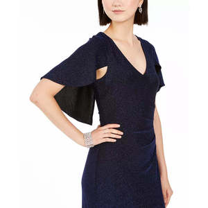 Vestido de Gala Largo hasta el Suelo con Capa de Satén para Mujer, Marca Jessica Howard, Color Gris Carbón, Talla 16, Cintura Natural, para Fiestas Nocturnas - Product Image 3