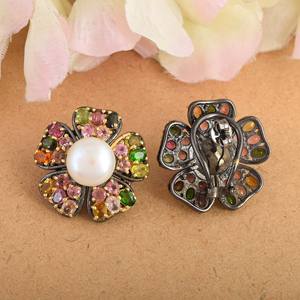 Pendientes de Plata de Ley 925 con Flores de Madreperla y Turmalina, Joyería Fina de Alta Calidad, Gran Venta - Product Image 3