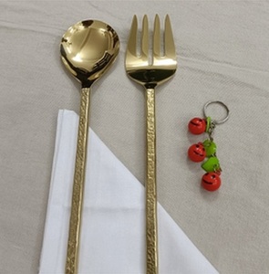 Juego minimalista de servidor de ensalada de acero inoxidable dorado, 2 piezas, cuchara para servir elegante, tenedor, cubiertos modernos, cocina, buffet, decoración de tendencia - Product Image 6