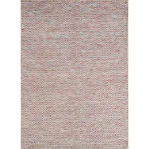 พรมทอแบบเรียบลายเรขาคณิต Abrash Adwv-13047 ทำจากขนสัตว์และใยวิสโคส สีแดงและสีส้ม สำหรับใช้ในบ้าน - Product Image 1