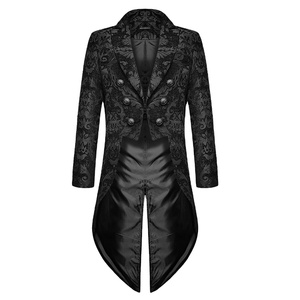 ผู้ใหญ่ผู้ชายยุคกลางคอสเพลย์สีดําแจ็คเก็ตปีศาจแฟชั่นGothic Steampunk Tailcoatเครื่องแต่งกายสีดําผ้าฝ้ายดามัสกัสงานแต่งงานฮาโลวีน - Product Image 1