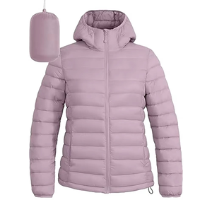 Veste matelassée légère pour femme respirante chaude avec poches à capuche Manteau d'hiver matelassé à fermeture éclair couleurs personnalisées séchage rapide - Product Image 1