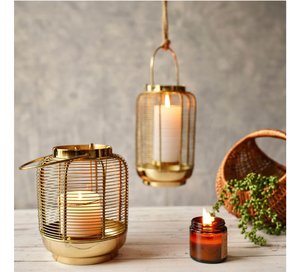 Lanterne à bougie en verre avec fil de laiton - Product Image 1