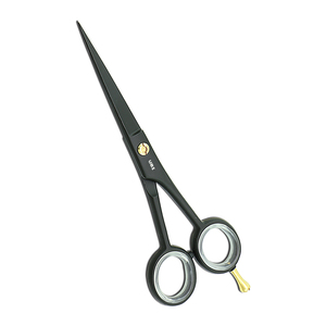 Ciseaux de barbier professionnels pour hommes et femmes, en acier à haute teneur en carbone, bord tranchant comme un rasoir, avec anneaux pour les doigts, pour salon et usage domestique, couleur noire - Product Image 1