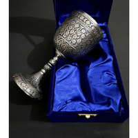 Calice de Luxe en Argent avec Intérieur Doré, Style Religieux Haut de Gamme, Gobelet en Laiton Fait Main 500-1000ml, Décoration de Cérémonie, Verre à Vin