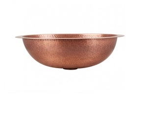 Accueil Salle de bains Lavabo en cuivre martelé de qualité supérieure Lavabo de bain ovale en cuivre - Product Image 1