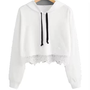 Women's Casual Winter Pullover Hoodie Long Sleeve Lightweight 100% Cotton <b>Crop</b> <b>Top</b> Wholesale Plain Dyed Style - Product Image 2