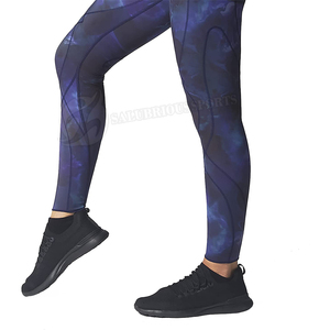 Mallas de longitud completa de cintura media con cierre elástico de patrón sólido para mujer, diseño elástico grueso personalizado al por mayor con precio barato - Product Image 5