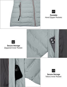 Chaqueta acolchada gruesa para mujer con cremallera y cremalleras de pato transpirable y a prueba de viento de talla grande decoración personalizada chaquetas de mujer - Product Image 3