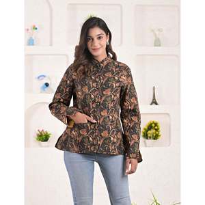 Reversible Silk Block Printed Winter <b>Jacket</b> for Women - Product Image 4