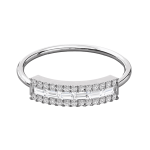 Anillo de Boda con Halo de Diamantes en Corte Baguette y Redondo para Ella - Product Image 3