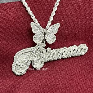 จี้เพชรโมอิสพร้อมผีเสื้อสำหรับเธอจี้925สเตอร์ลิงไอซ์วิสโมอิสซาไนท์จี้แบบสั่งทำสำหรับเธอ - Product Image 3