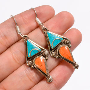 Pendientes de plata tibetanos hermosos de plata 925, joyería de plata antigua, proveedor de pendientes de plata de moda para mujer, joyería Vintage - Product Image 1