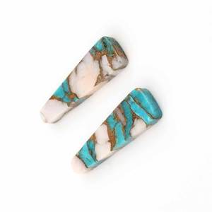 Haute qualité 8x16mm plat trapèze rose opale cuivre Turquoise calibré pierres précieuses en vrac pour la fabrication de bijoux boucles d'oreilles pendantes - Product Image 1