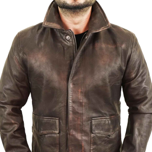 Blouson Bomber Homme TRADEEM SPORTS en Cuir Véritable Coupe Slim Col Montant Logo Avant Imperméable Coupe-Vent Respirant Décontracté - Product Image 5