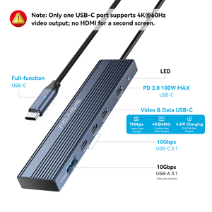 ACASIS PD 100W入力5V 0.9A 85W出力DP 4K 60Hz USB3.1 10Gbps 5 in 1 <span class=keywords><strong>USB</strong></span> CディスプレイハブThunderbolt <span class=keywords><strong>3</strong></span>/4に対応 - Product Image 3