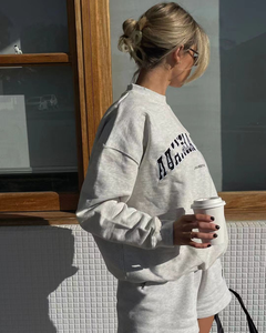 Sweat-shirt oversize décontracté pour femme, col montant, poids moyen, polyester/coton, logo personnalisé sur le devant, pour l'hiver - Product Image 3