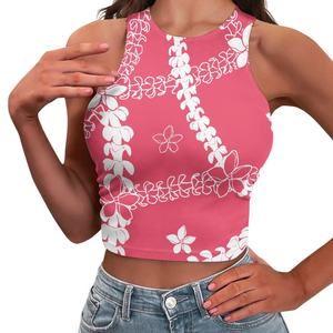 Custom Logo Summer Women's <b>Short</b> Sweet Crop Tank <b>Top</b> Spandex/Polyester <b>Sleeveless</b> Racerback - Product Image 4
