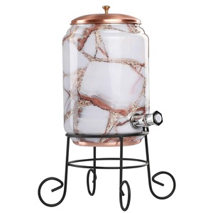 Dispensador de agua de cobre esmaltado con estampado de mariposa de diseño único, juego de vidrio con soporte, nuevo diseño, dispensador de agua de cobre hecho a mano - Product Image 4