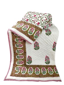 Fabriqué à la main 100% coton couette réversible bloc à main imprimé traditionnel hiver confort léger Simple pour la maison taille Queen - Product Image 2