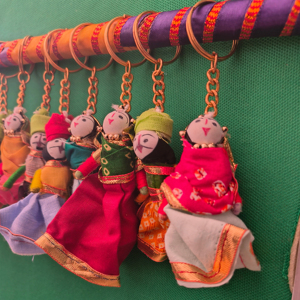 Assorted Color Puppet Keychain Traditional Indian Souvenir with DollCouple Mix Cloth Wall Hanging Unique Gift Keyring CarHanging - Product Image 1
