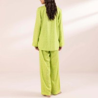 Neuheiten 2026 Damen Einfarbiges Thermo-Set aus 100% Baumwolle, Atmungsaktiv, Umweltfreundlich, Langarm, Elastische Taille, 2-teiliges Bademantel-Set