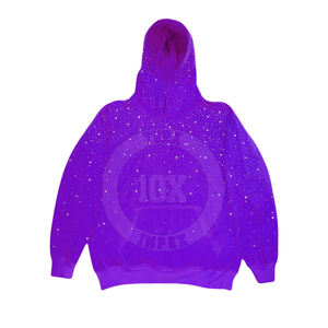 Mode Tendance Tenue Strass À Capuche Logo Personnalisé Imprimé Solide Couleur Nouveau Look Coton Mélangé Strass Hoodies - Product Image 3