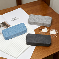 Étui à lunettes en tissu de lin personnalisé OEM en gros pour la protection des lunettes de lecture, étui rigide portable rectangulaire pour lunettes