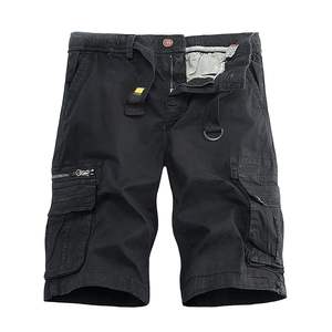 Venta al por mayor de los hombres casual verano al aire libre Cargo Shorts 100% algodón medio pantalones con gran bolsillo y cremallera Fly patrón sólido - Product Image 3