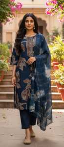 Traje de Seda Rangoli de Diseñador con Interior y Dupatta Digital, Ropa Étnica Multiusos para Fiestas, Bodas y Uso Casual - Product Image 5